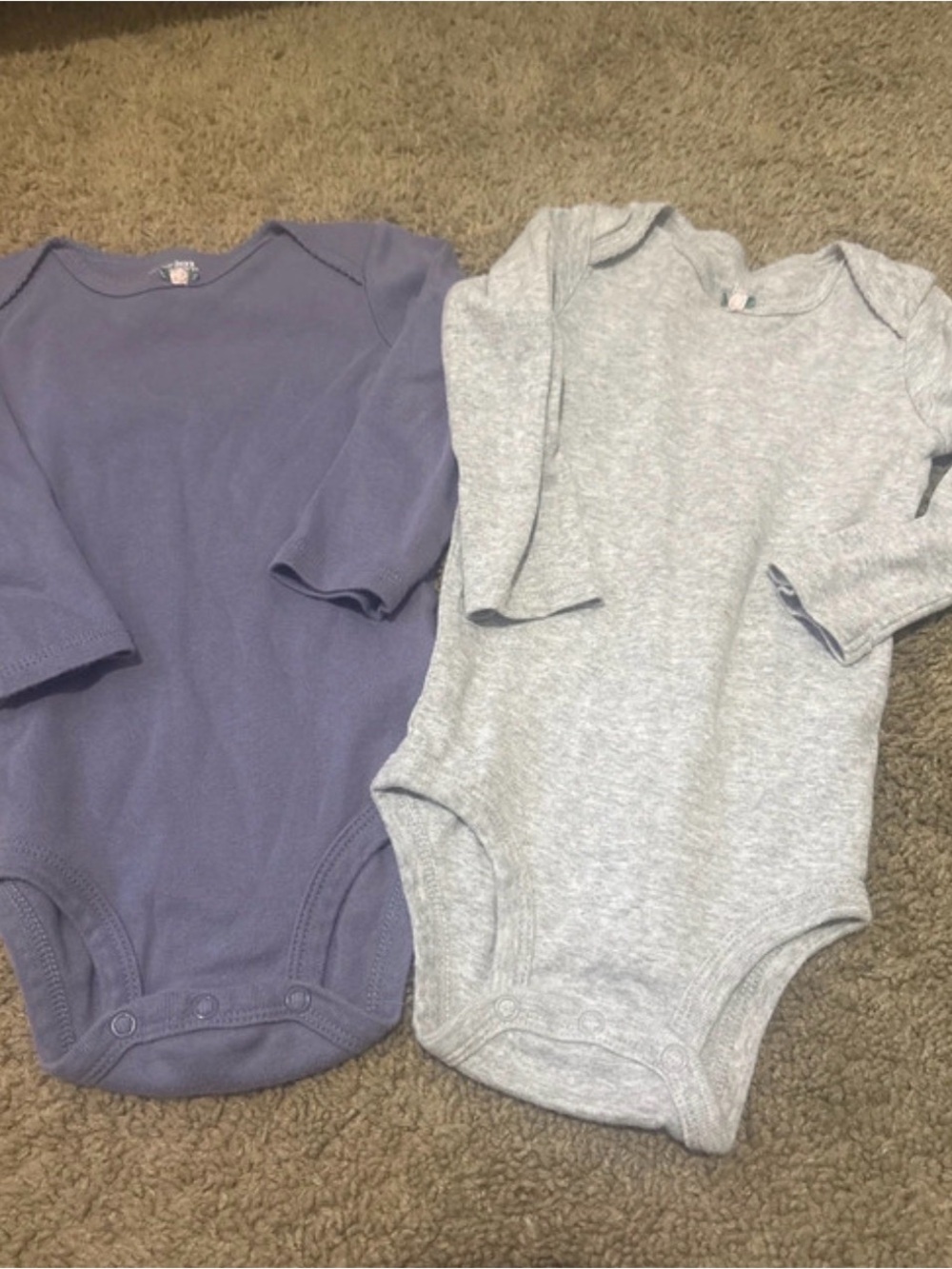 Carter's Long-Sleeve One-Piece Bodysuits in Navy and Heather Gray